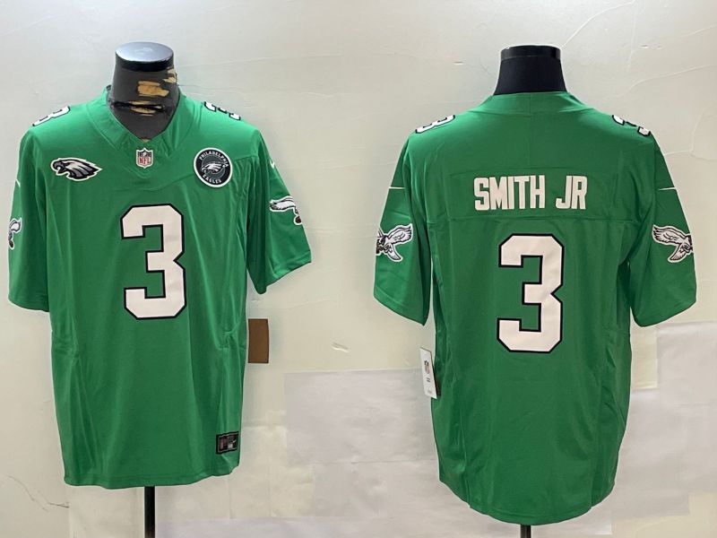 Men Philadelphia Eagles #3 Smith jr Green Throwback 2024 Nike Vapor Limited NFL Jersey style 3->philadelphia eagles->NFL Jersey
